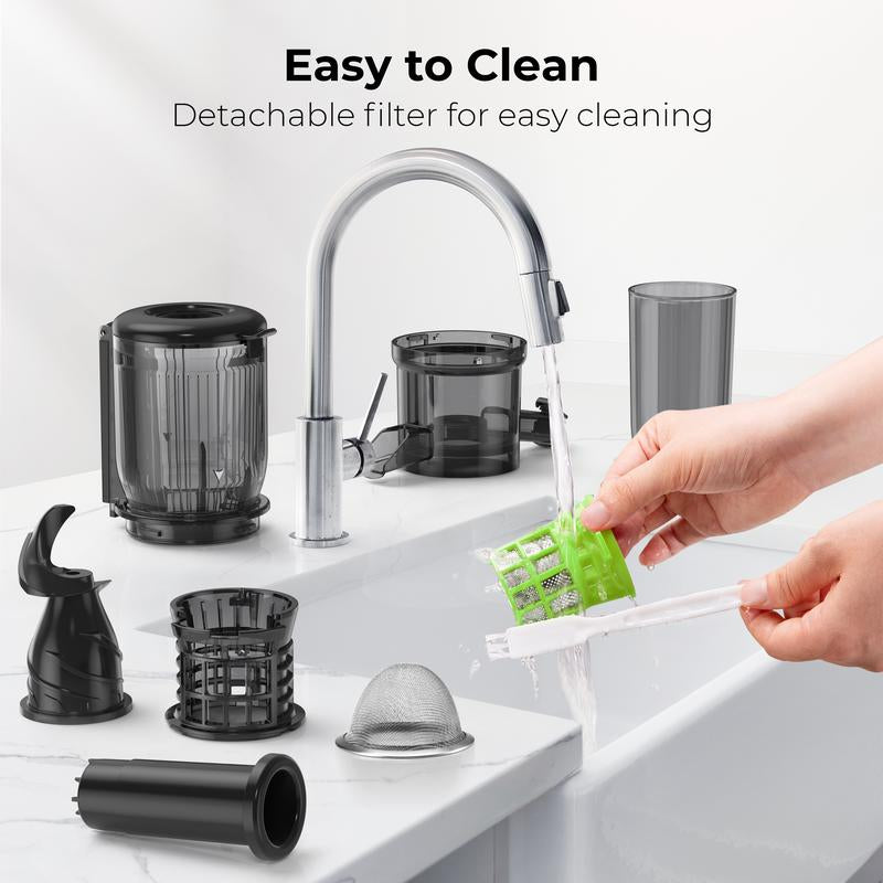 Syvio Juicer Machines, Cold Press Juicer with Large Feed Chute for Whole Fruits & Vegetables