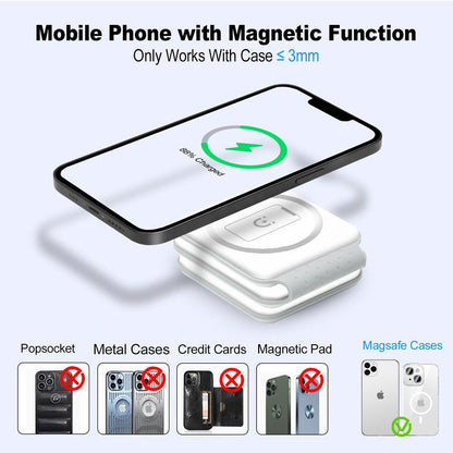 EFAITHFIX Wireless Charger, 3 in 1 Wireless Charging Station, Fast Wireless Charging Stand for Iphone 15 Proseries for Apple Watch SE for Airpods Pro (White) 3 in Foldable Multidevice 3 in Cable Folding Black Magnetic Electronic Adjustable Protection