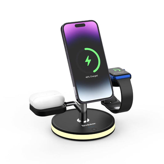 3-In-1 Wireless Charging Station Magnetic Charging Fast Wireless Charger Stand for Iphone 17,16,15,14,13,12,11 Pro Max Series, All Iwatch Series & Android Phone with Qi Charging